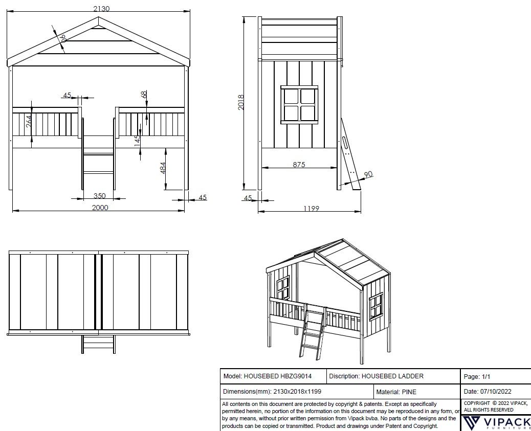 Hausbett mit Dachaubau und Leiter 5