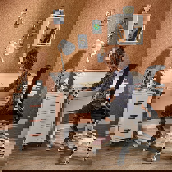 Schublade für höhenverstellbare Schreibtische Weiss lasiert #2