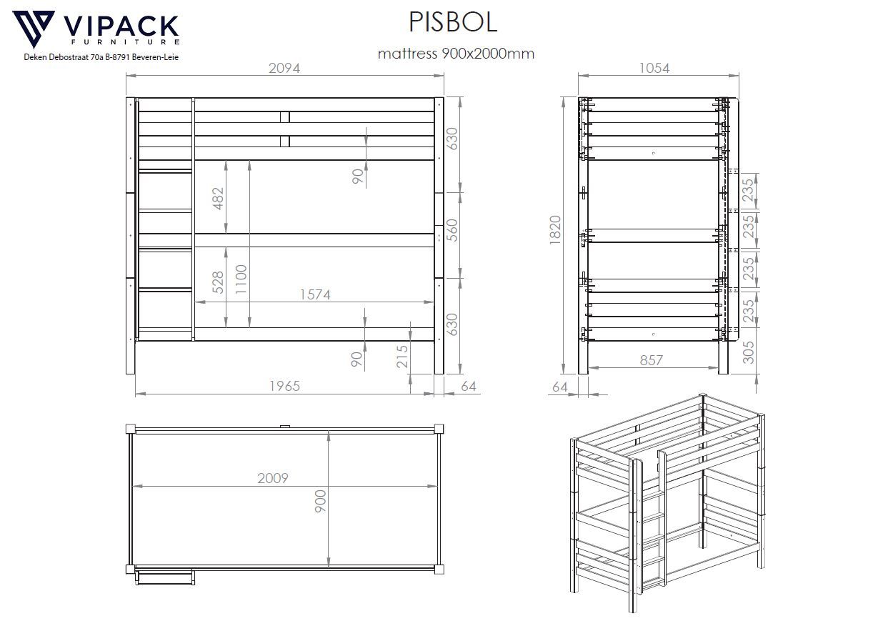 Etagenbett Pino 180 inkl. 2 Schubladen Weiss 5