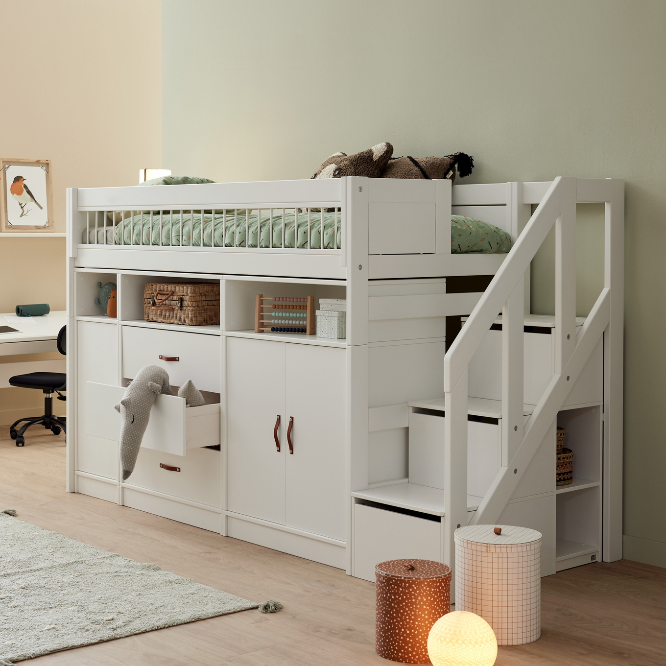 Treppe Lifetime für Mittelhohes Bett 152cm Weiss 3