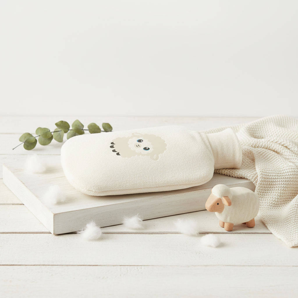 Gummibettflasche mit Frotteeüberzug Tiny Sheep 5