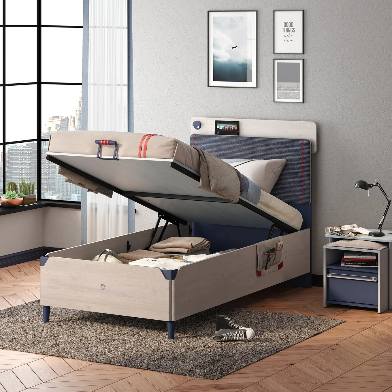 Bett Trio mit Stauraum, Line, 120 x 200 cm 3