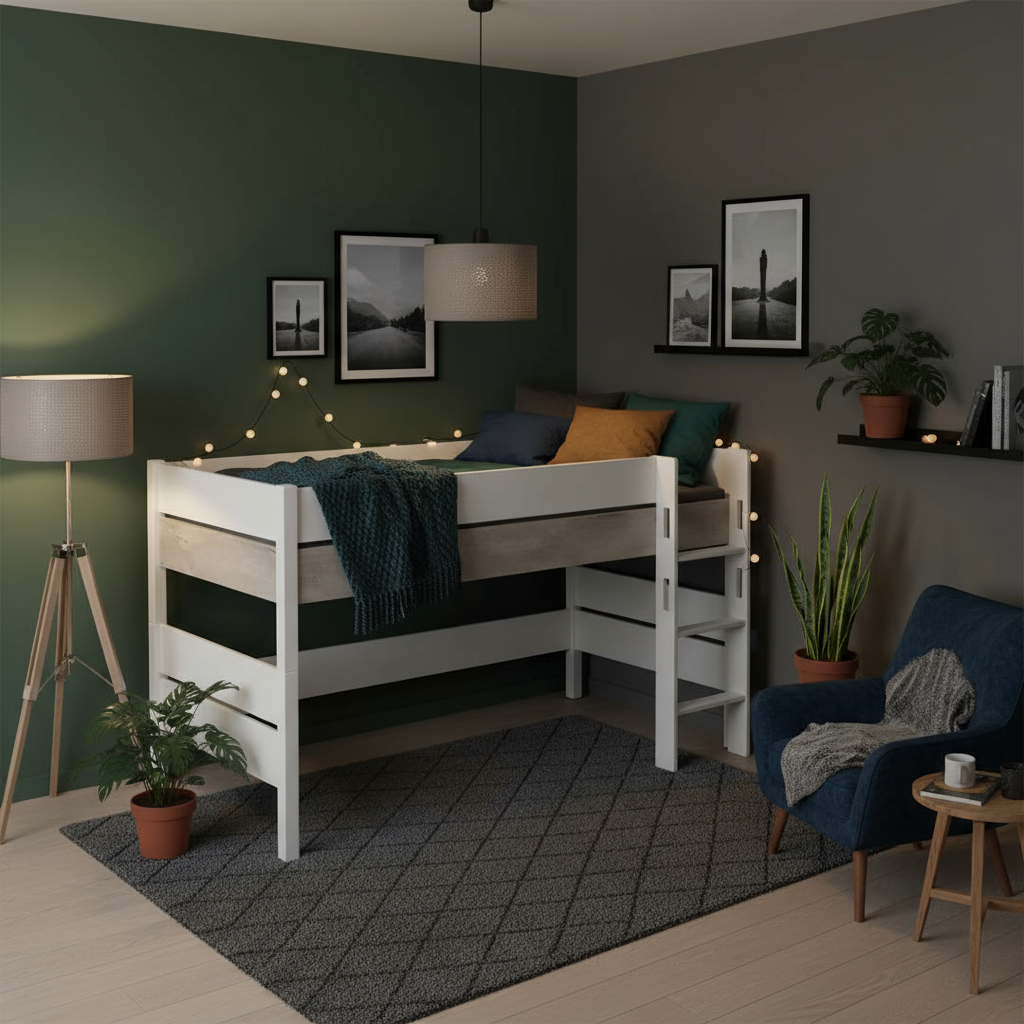 Halbhohes Bett Kira Nautik mit gerader Leiter, 120 x 200 cm 4