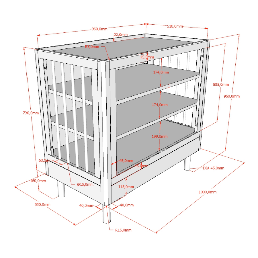 Kinderzimmer Forrest Buche 4-teilig Set E 14