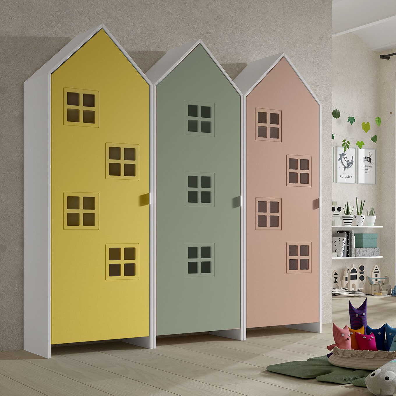 Schrank Casami Bruges 3-teilig Set Grün, Altrosa, Gelb #2