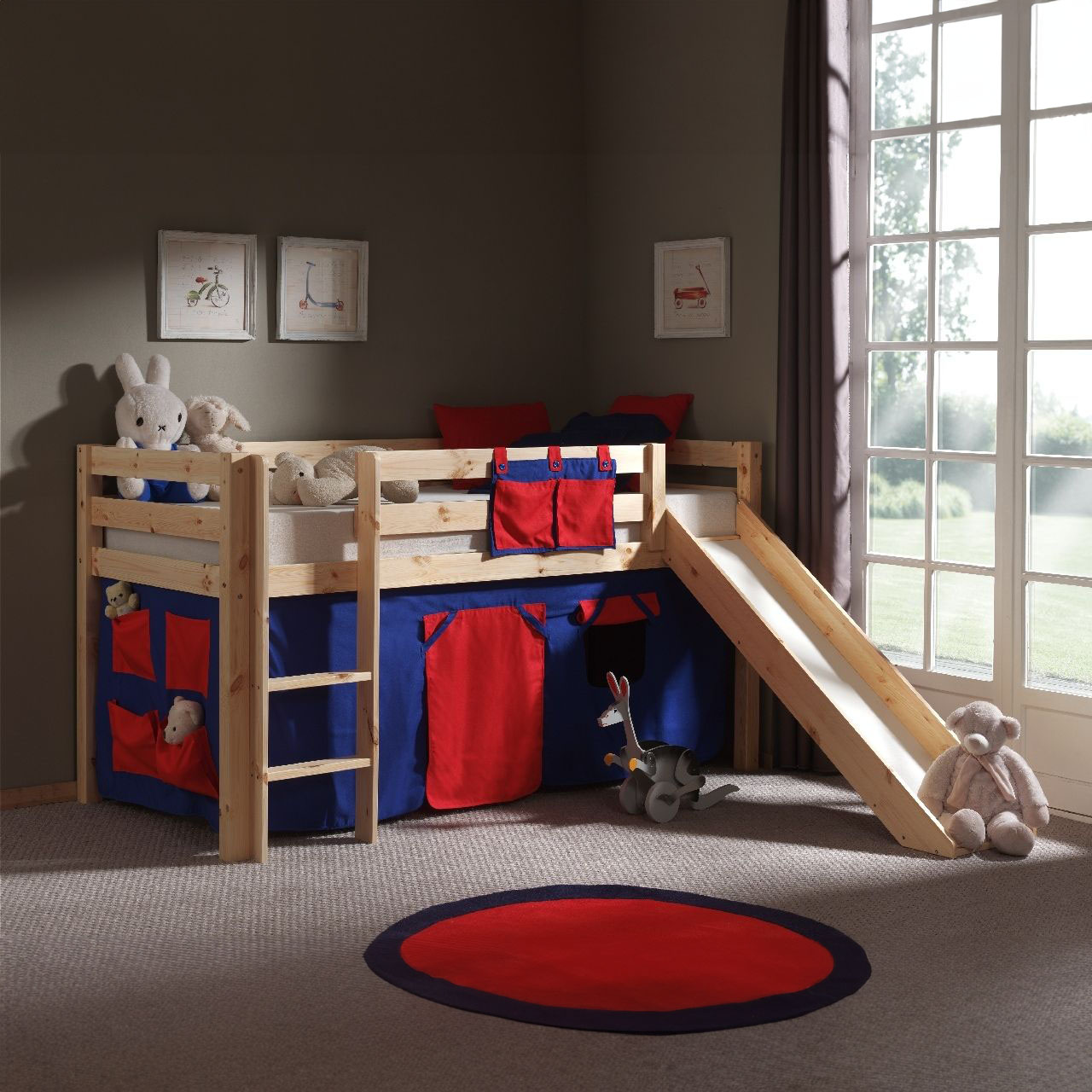 Halbhohes Bett Domino mit Rutsche Holz #2