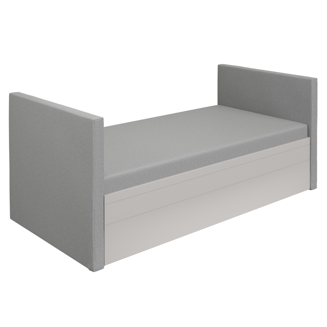 Bett Flynn mit 2 gepolsterten Betthäuptern Grau, Steingrau