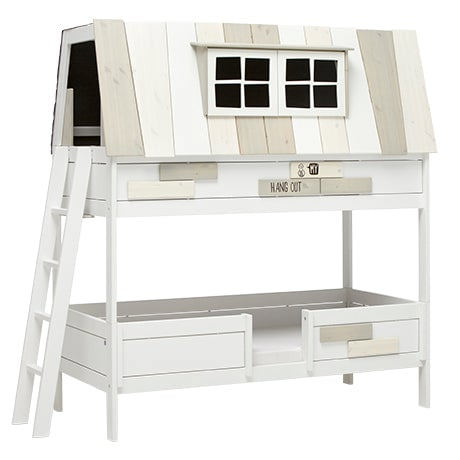 Abenteuerbett My Hangout als Etagenbett Deluxe Lattenrost, Weiss