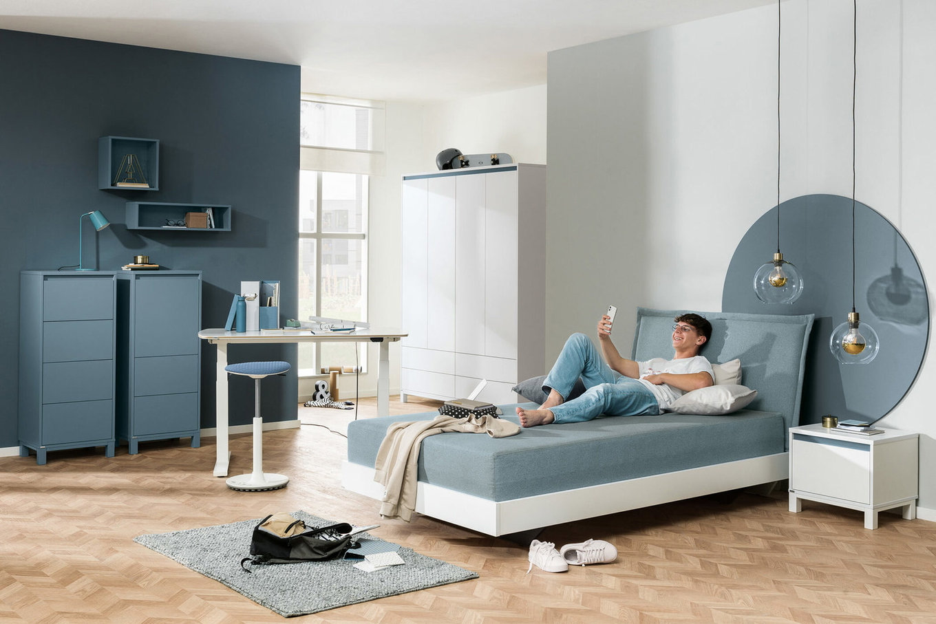 Wandregal Rechteckig Lang Mattblau 5