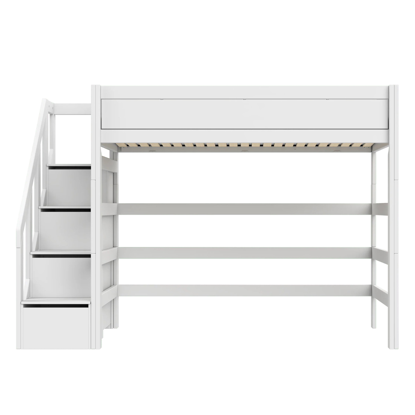 Hochbett mit Treppe 120x200cm Rollrost, Weiss #2