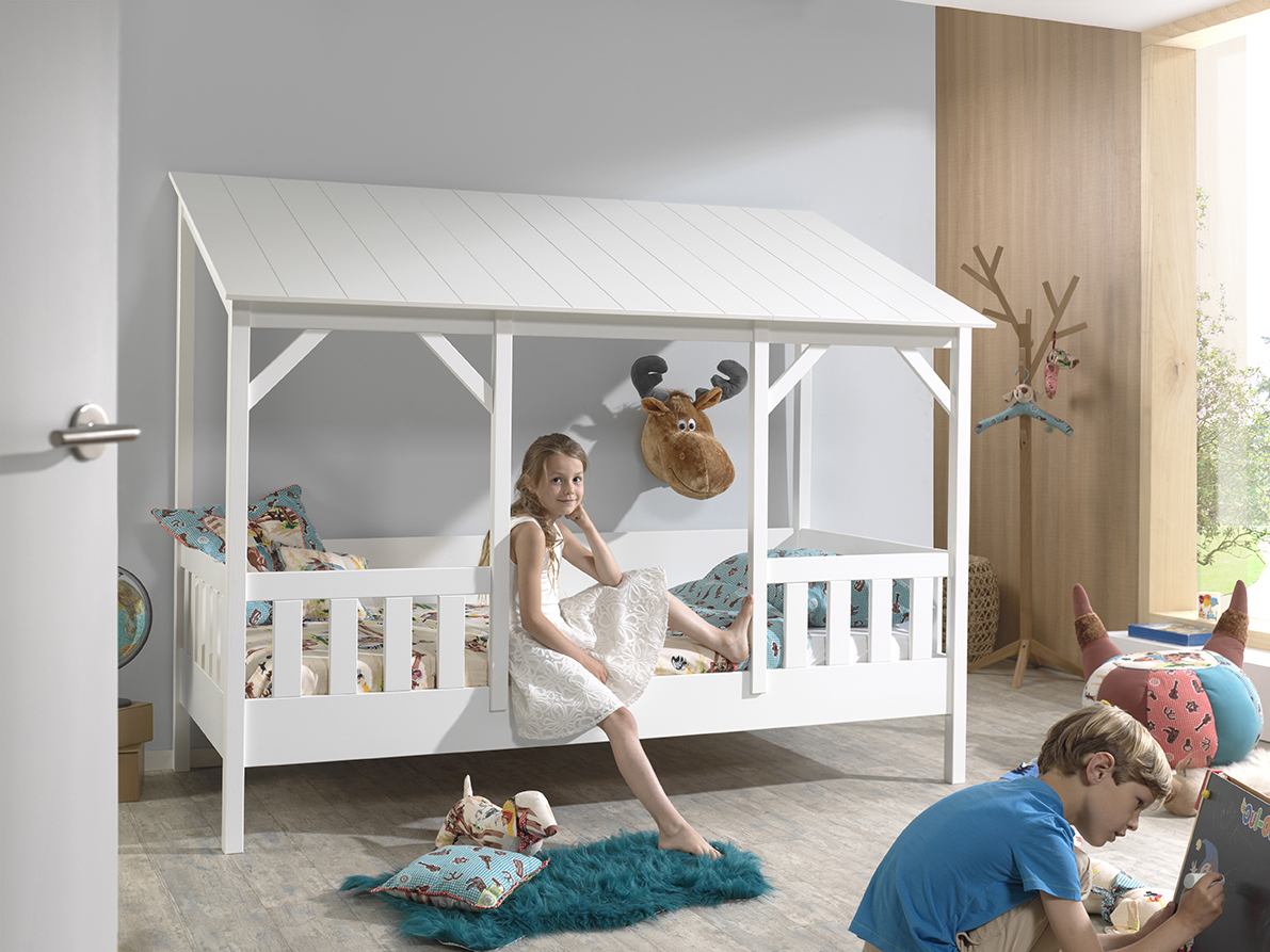 Hausbett mit Dach Weiss, Standard 5