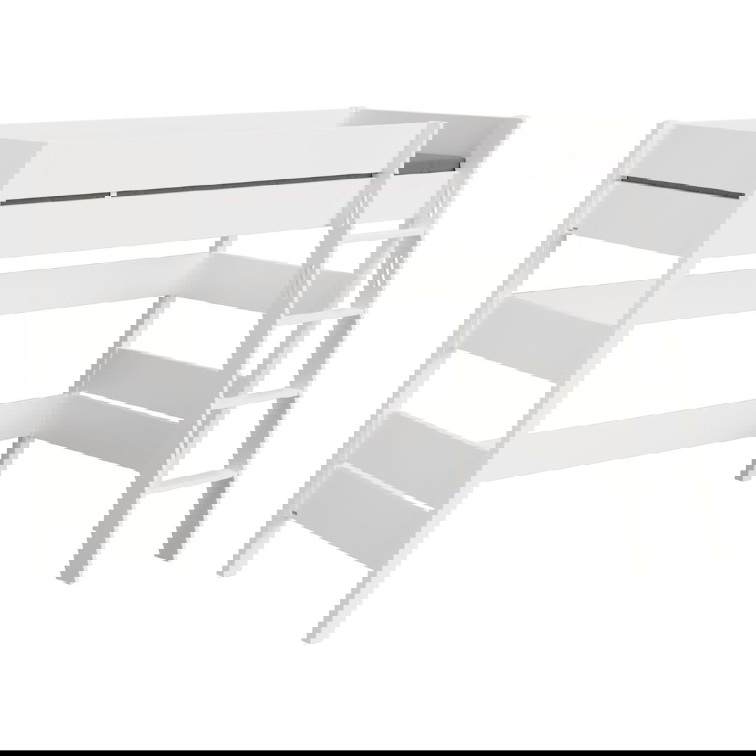 Mittelhohes Bett Tiago Weiss, mit Schrägleiter, 90 x 200 cm