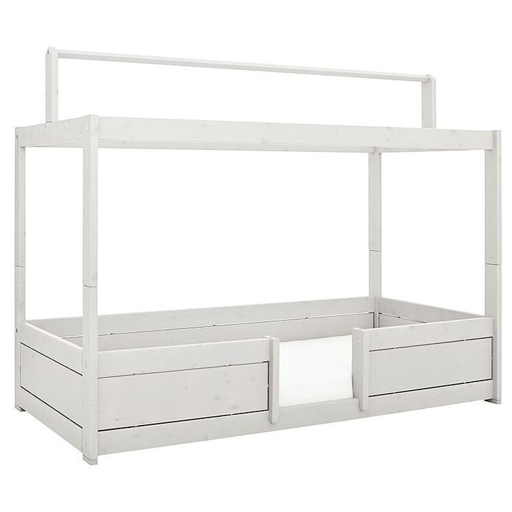 4 in 1 Bett mit Dachkonstruktion Deluxe Lattenrost, Weiss lasiert