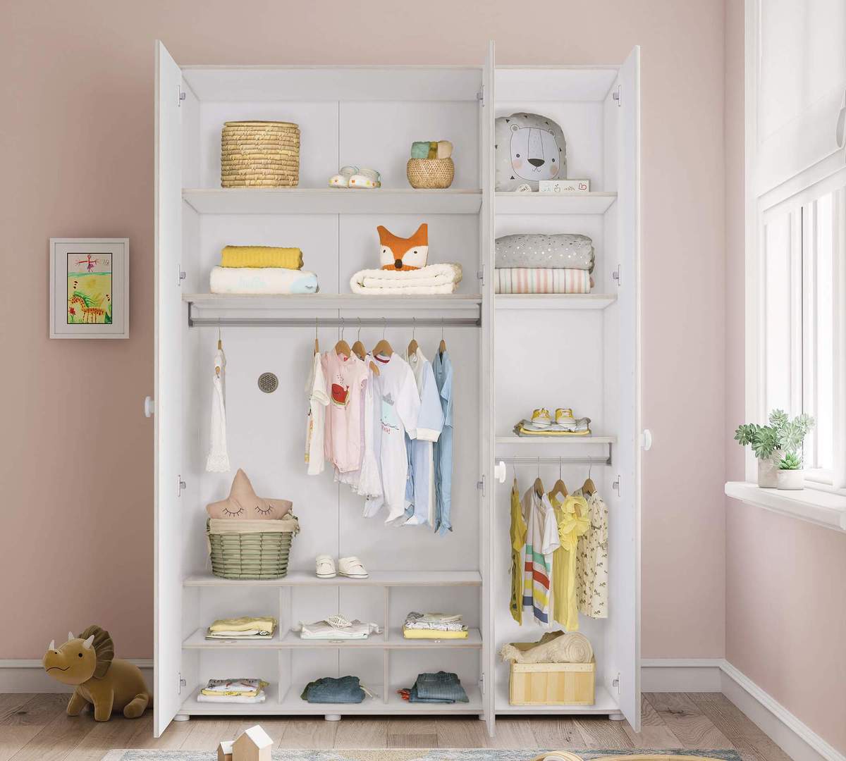 Kleiderschrank Montes Weiss, 3-türig 3