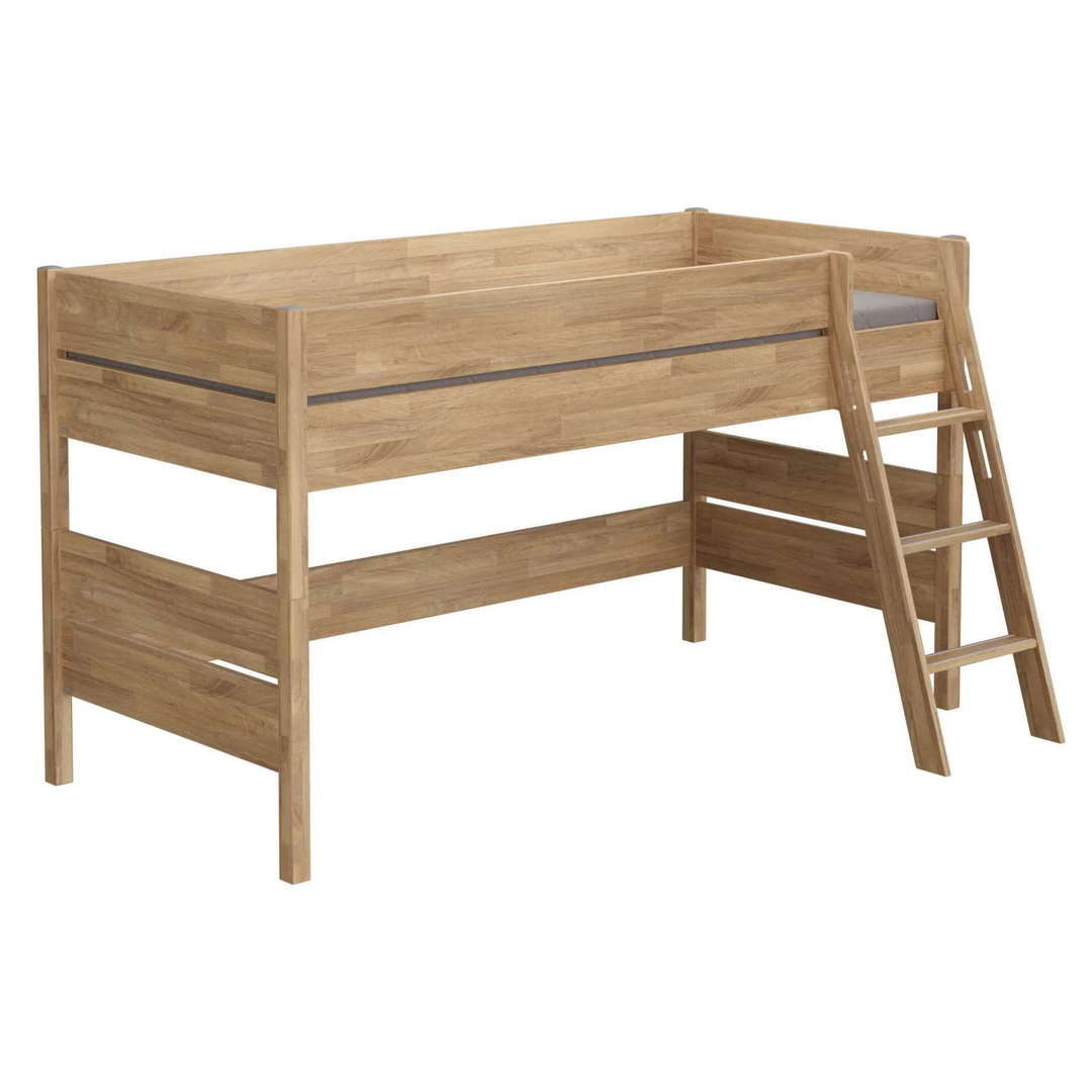 Halbhohes Bett Sten Holz, mit Schrägleiter
