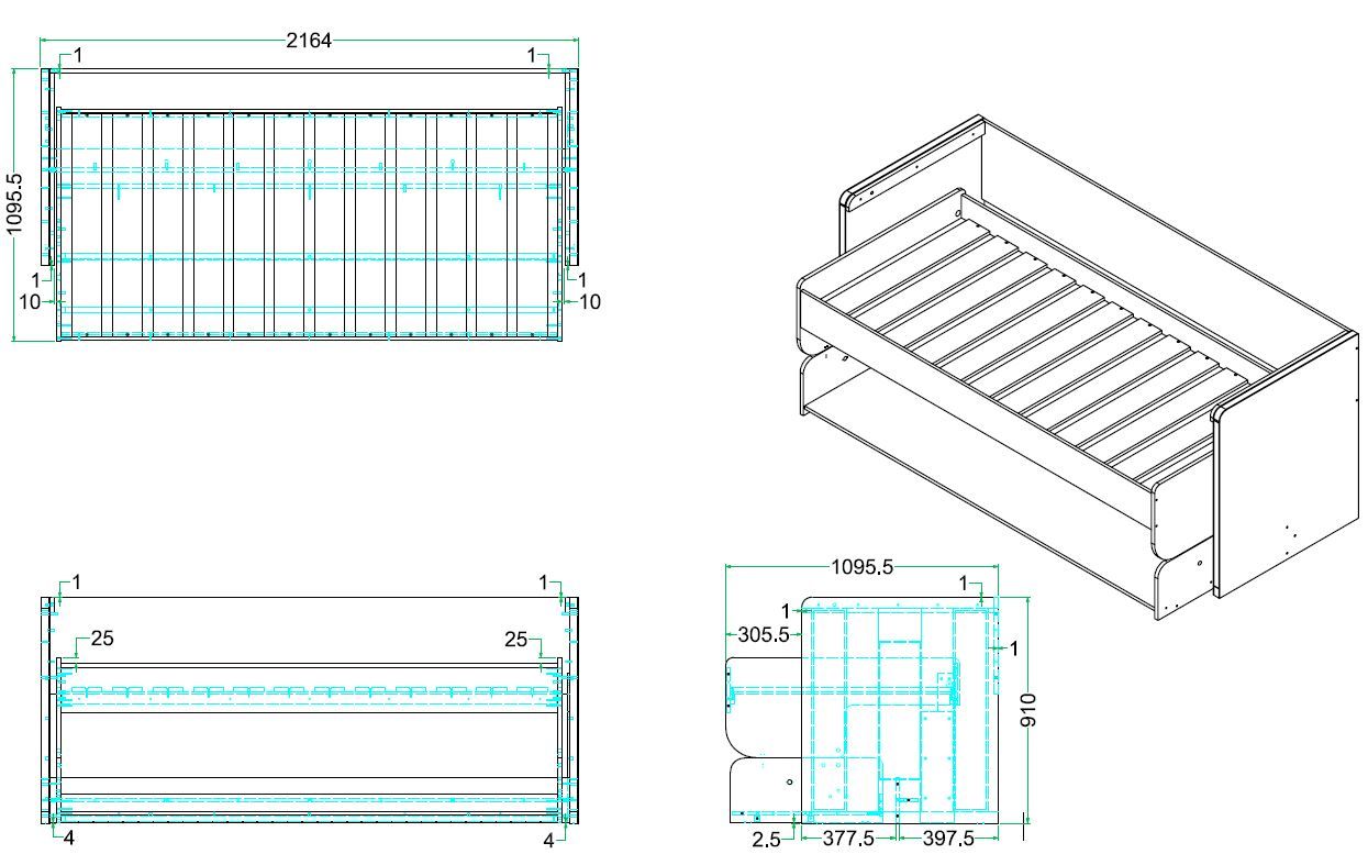 Funktionsbett Denver inkl. Schreibtisch 5