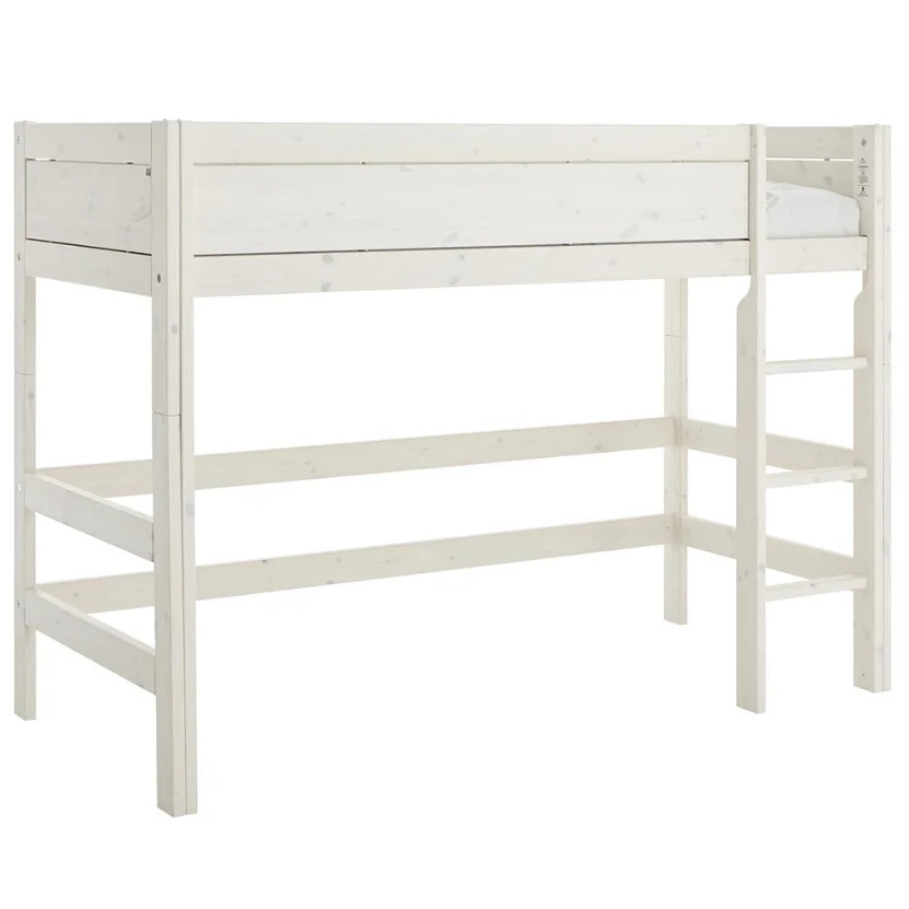 Mittelhohes Bett Lifetime Rollrost, Weiss lasiert