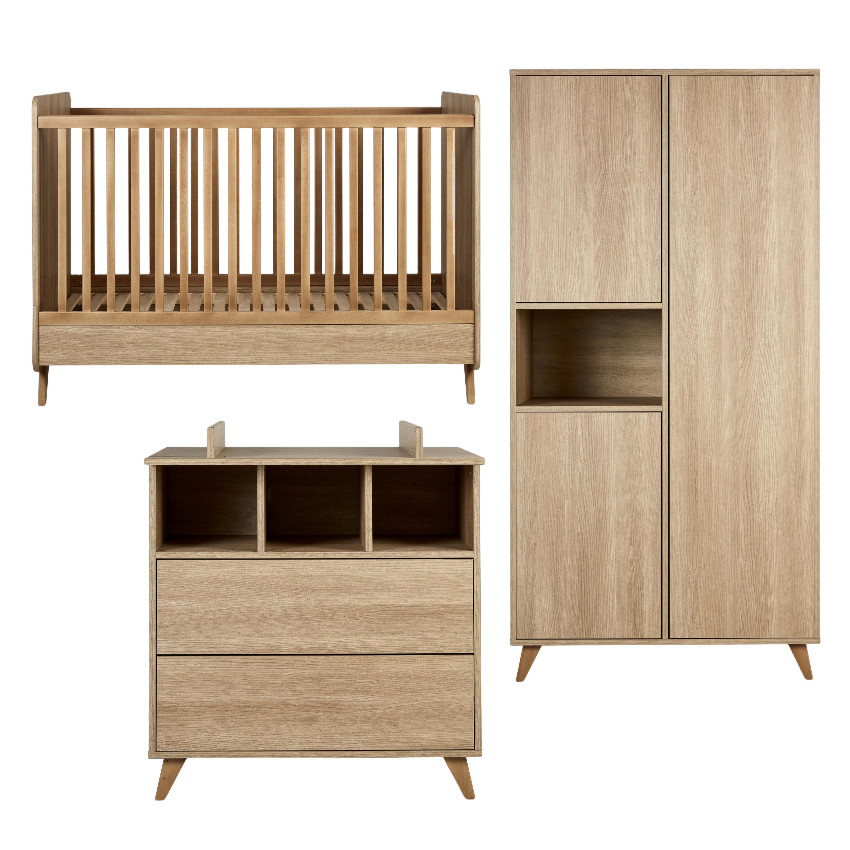 Babyzimmer Loft Set 3-teilig (2-türig) Honey Ash