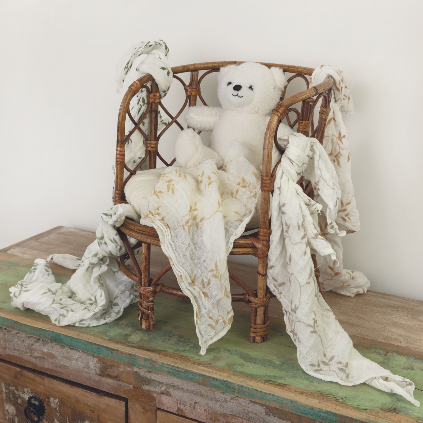 Gaze Spucktuch Stone Leaves #2