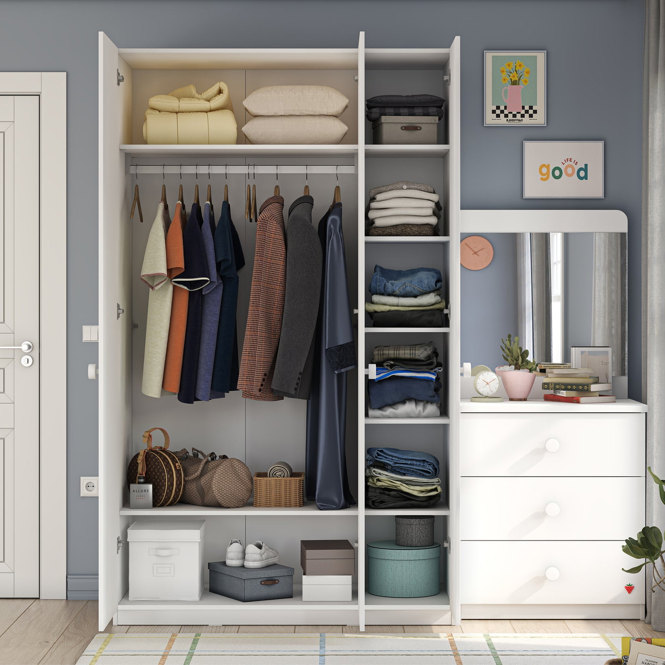 Kleiderschrank Varia White 3-türig 4