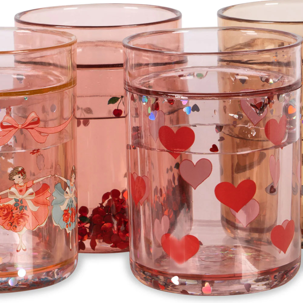 Becher 4er Set Rose mit Glitzer #2
