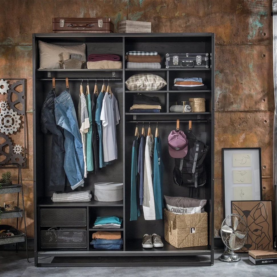 Kleiderschrank Dark Metal mit Schiebetür #2