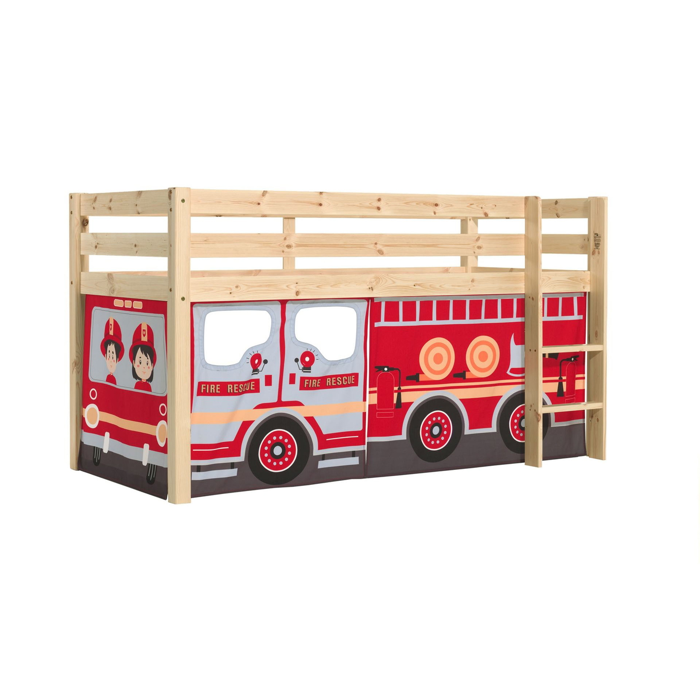 Halbhohes Bett Fire Truck Holz