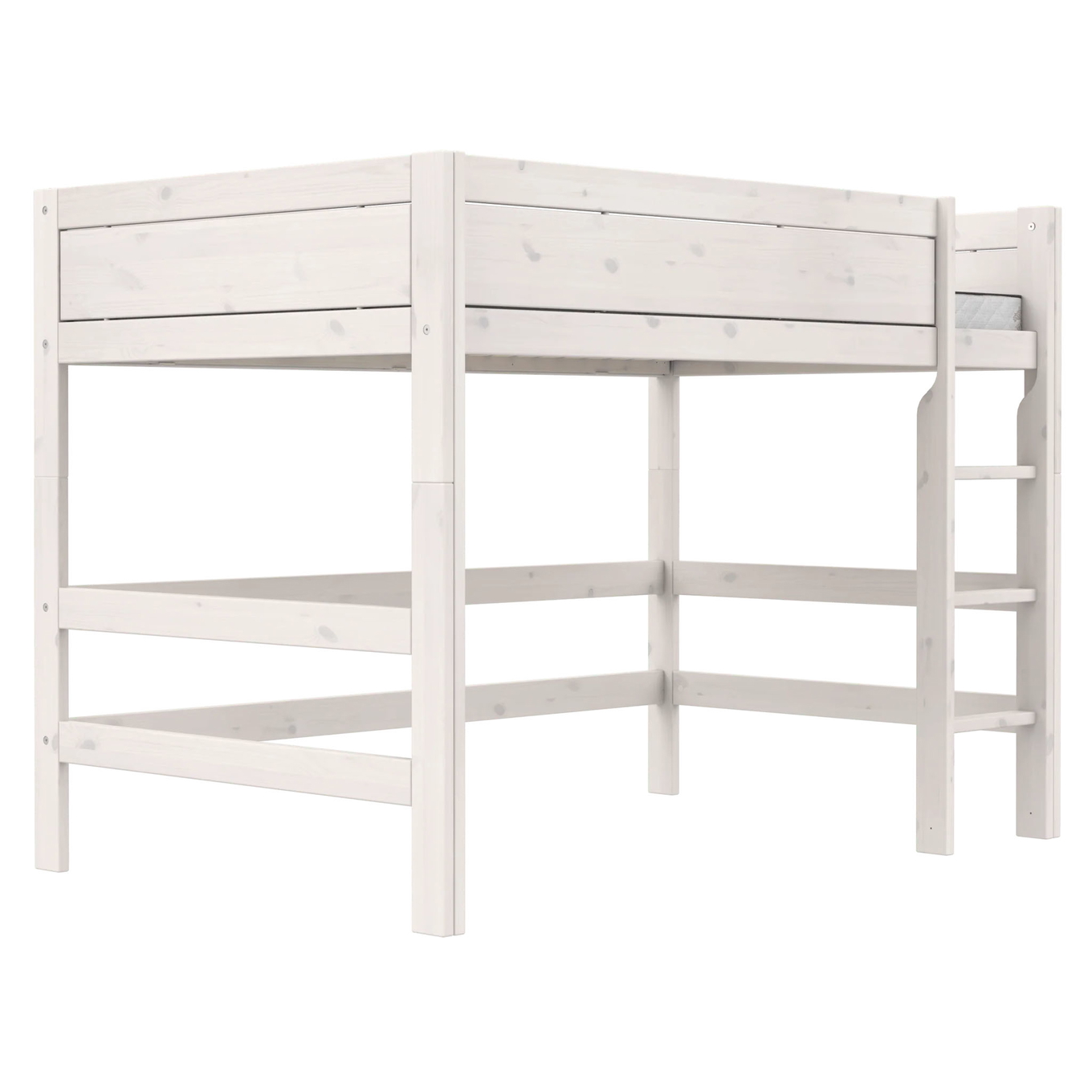 Mittelhohes Bett Lifetime 120 Deluxe Lattenrost, Weiss lasiert