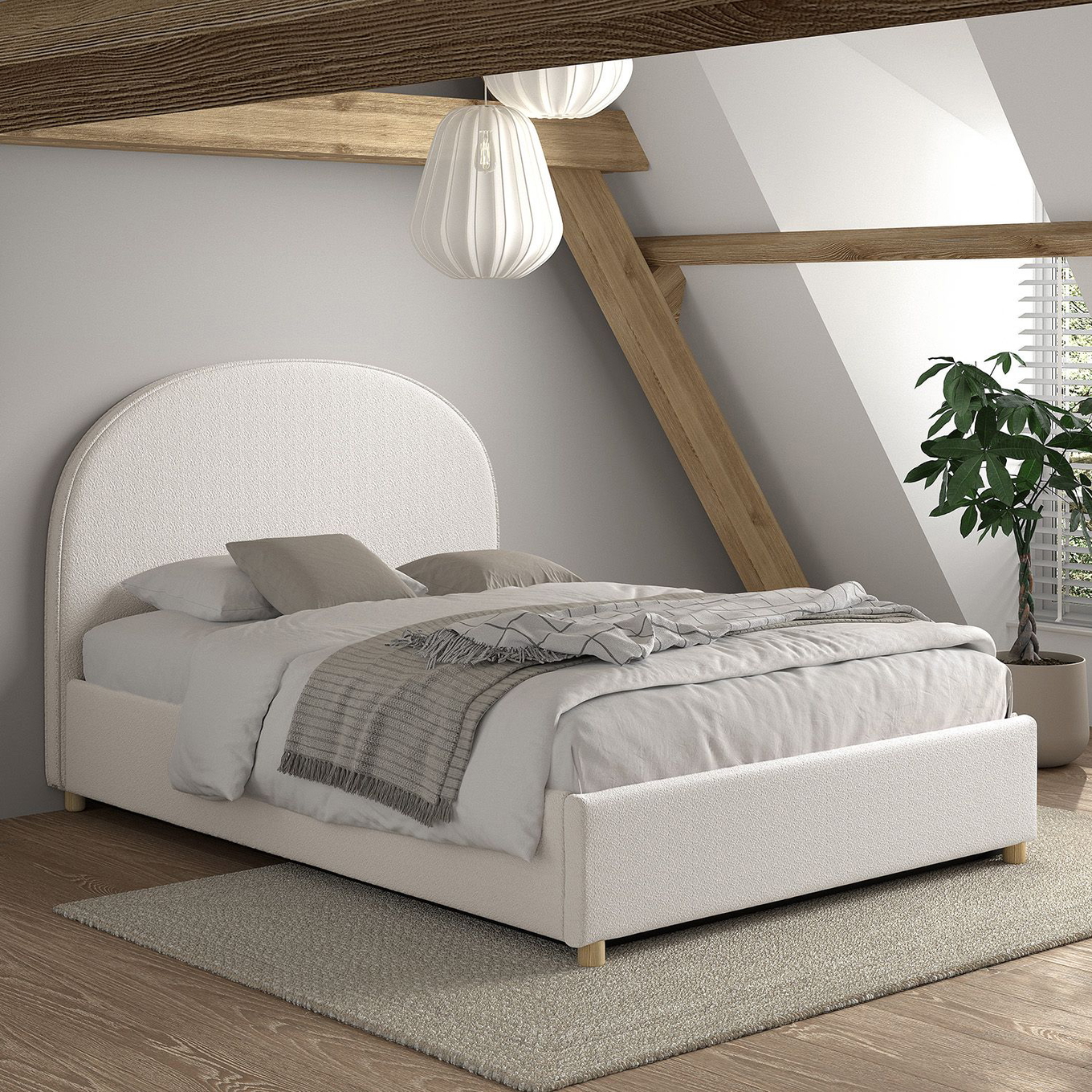 Bett Moon mit Stauraum Weiss, 140 x 200 cm 3