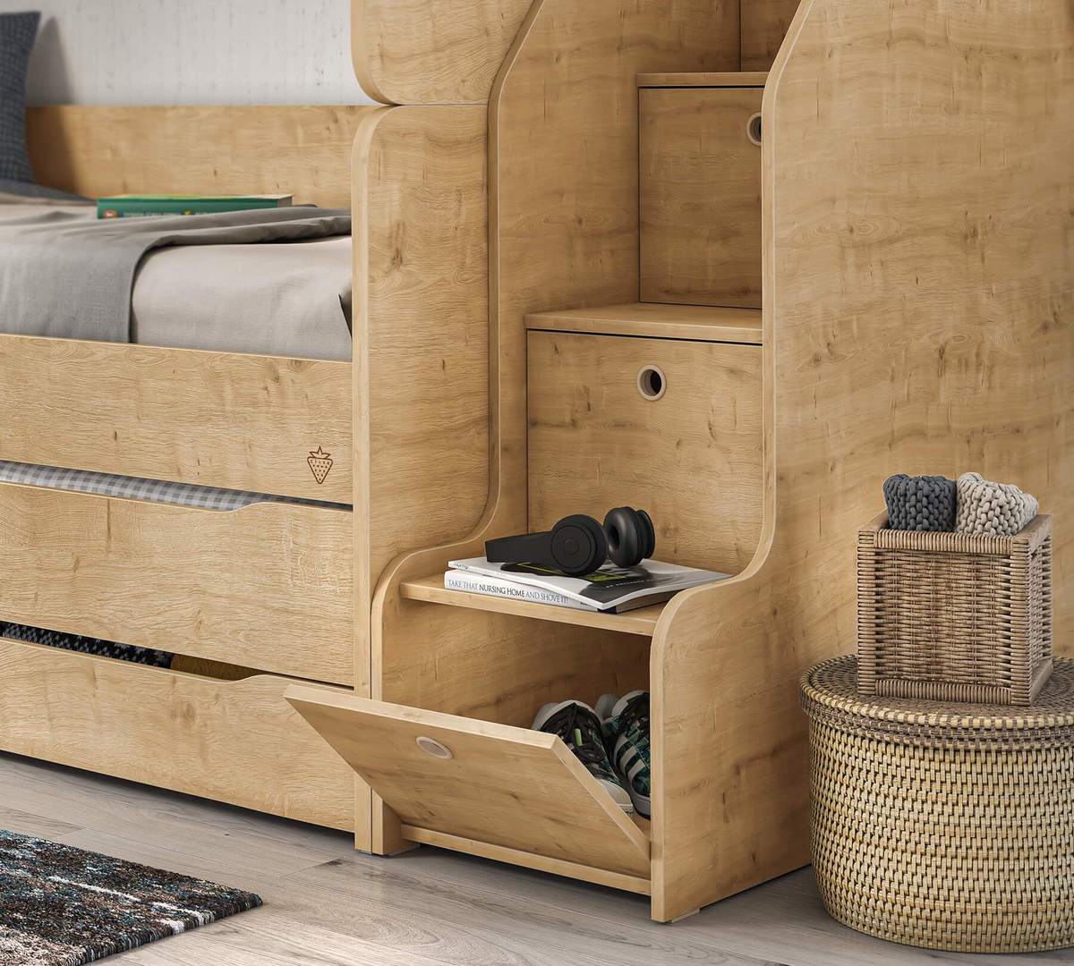 Ausziehbett Studio Mocha 90x200cm mit Schubladen 5