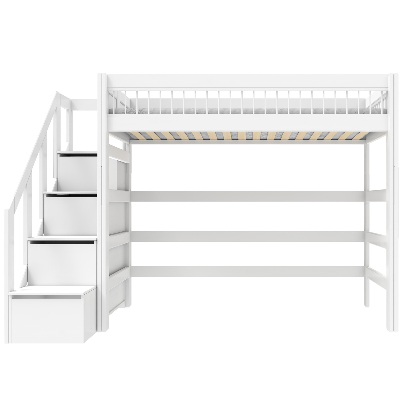 Hochbett mit Treppe Breeze Rollrost, Weiss #2