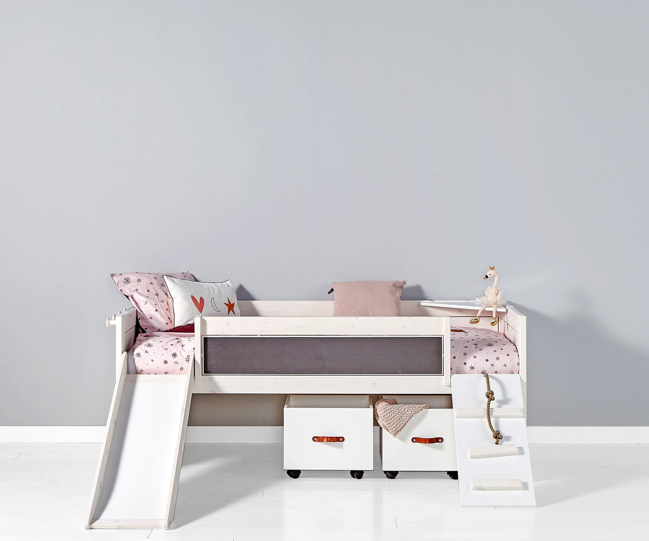 Kojenbett Climb & Slide Deluxe Lattenrost, Weiss lasiert 3