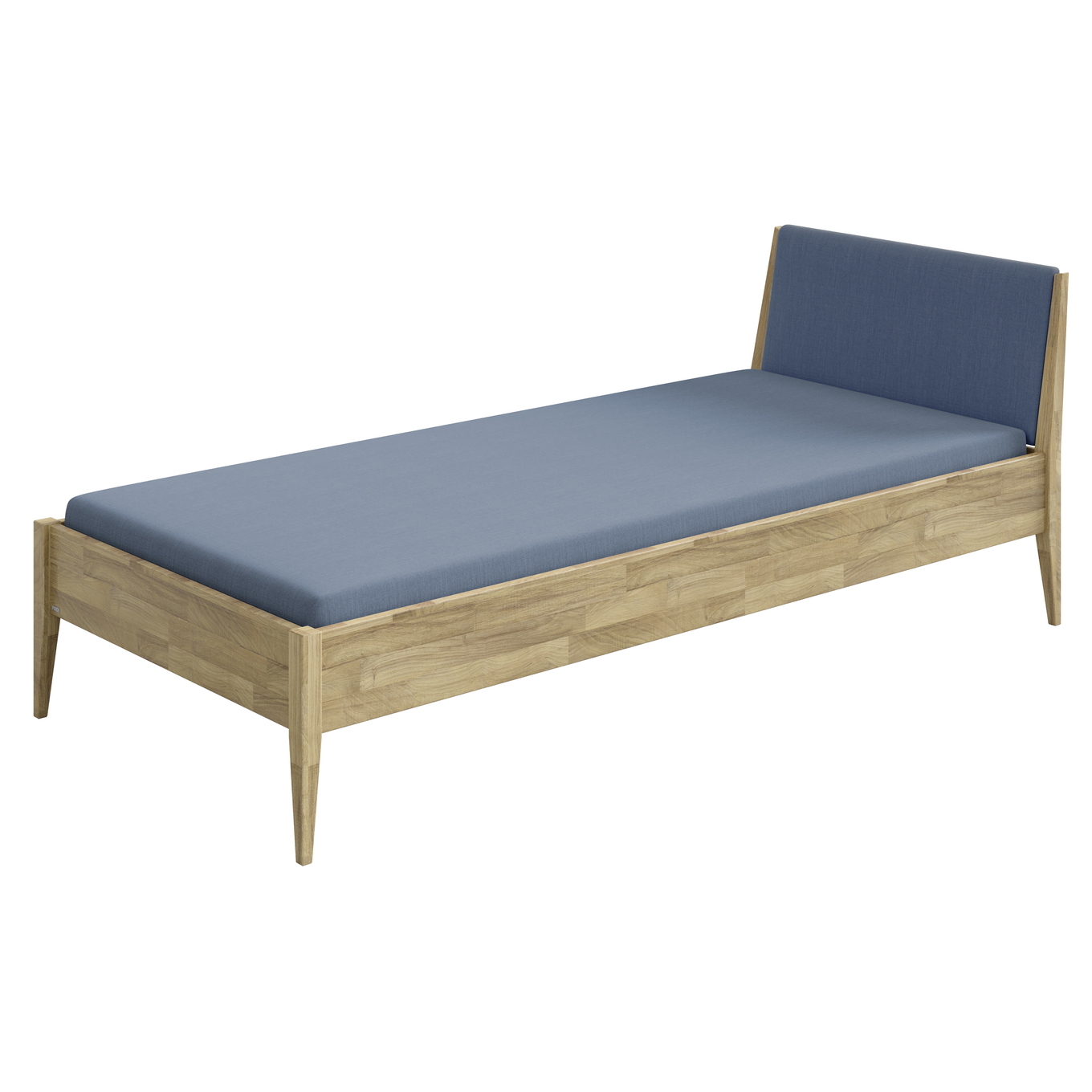 Bett Stiene mit gepolstertem Betthaupt Eiche Tintenblau, 90 x 200 cm