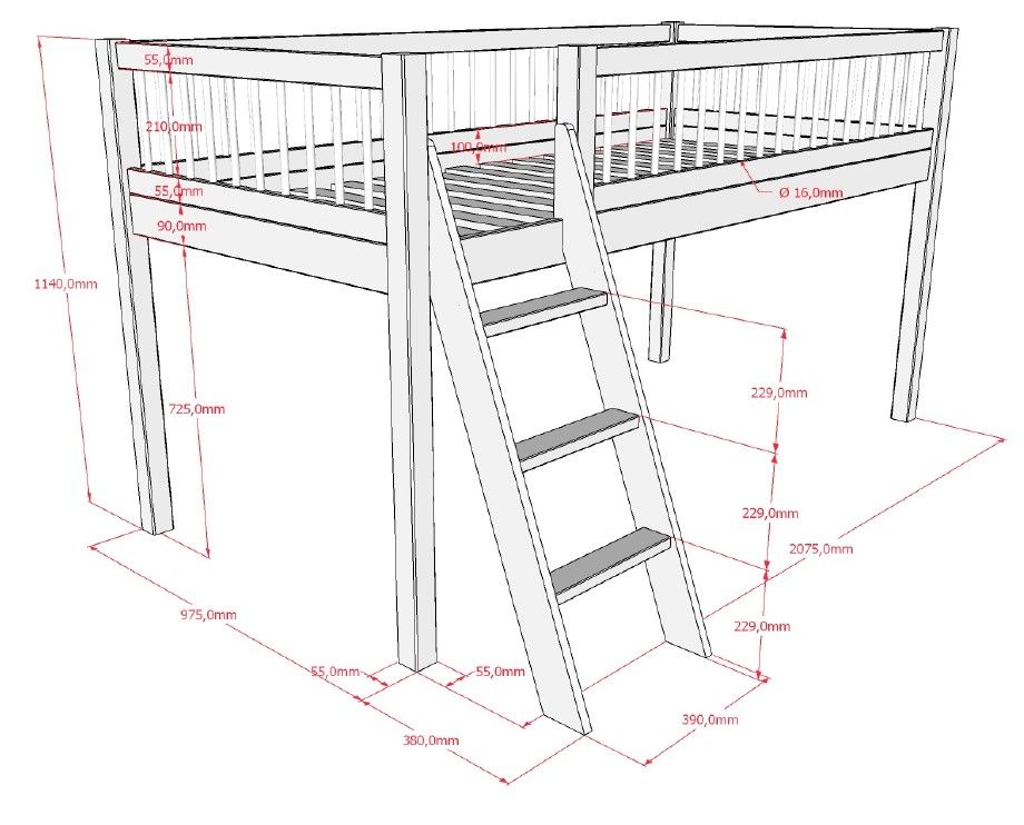 Hochbett Forrest inkl. Spielvorhang Weiss 7