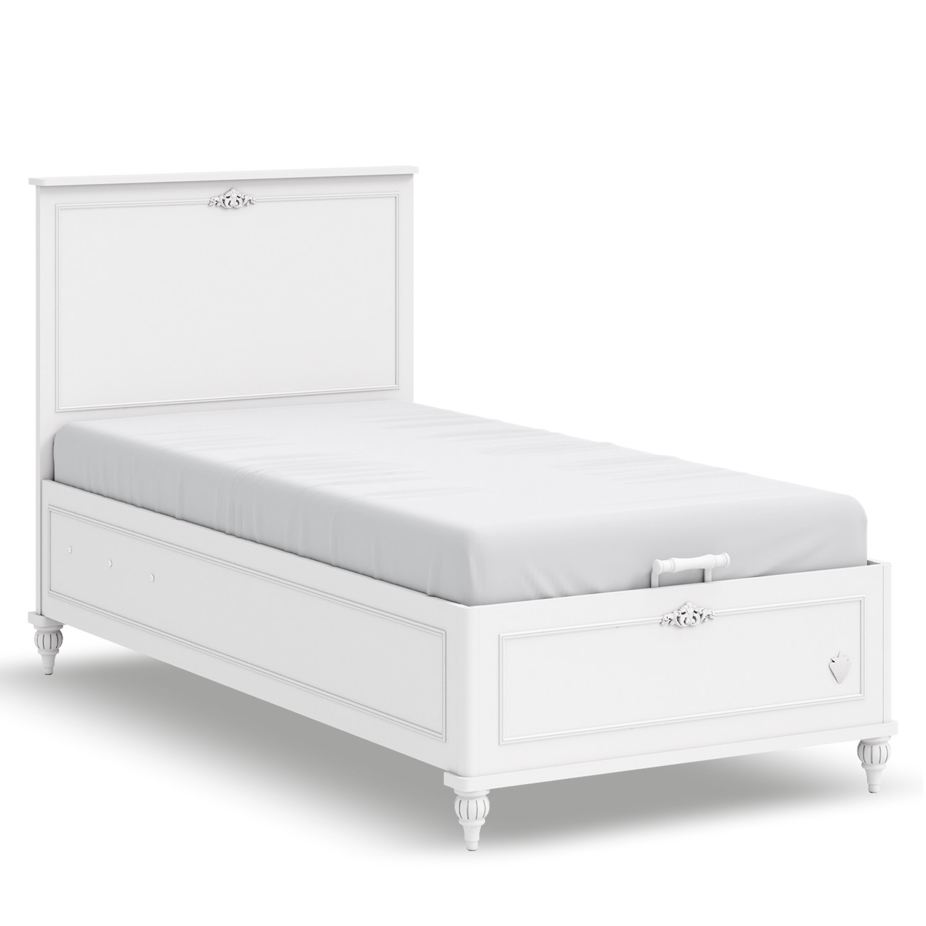 Bett Romantica mit Stauraum, 100 x 200 cm