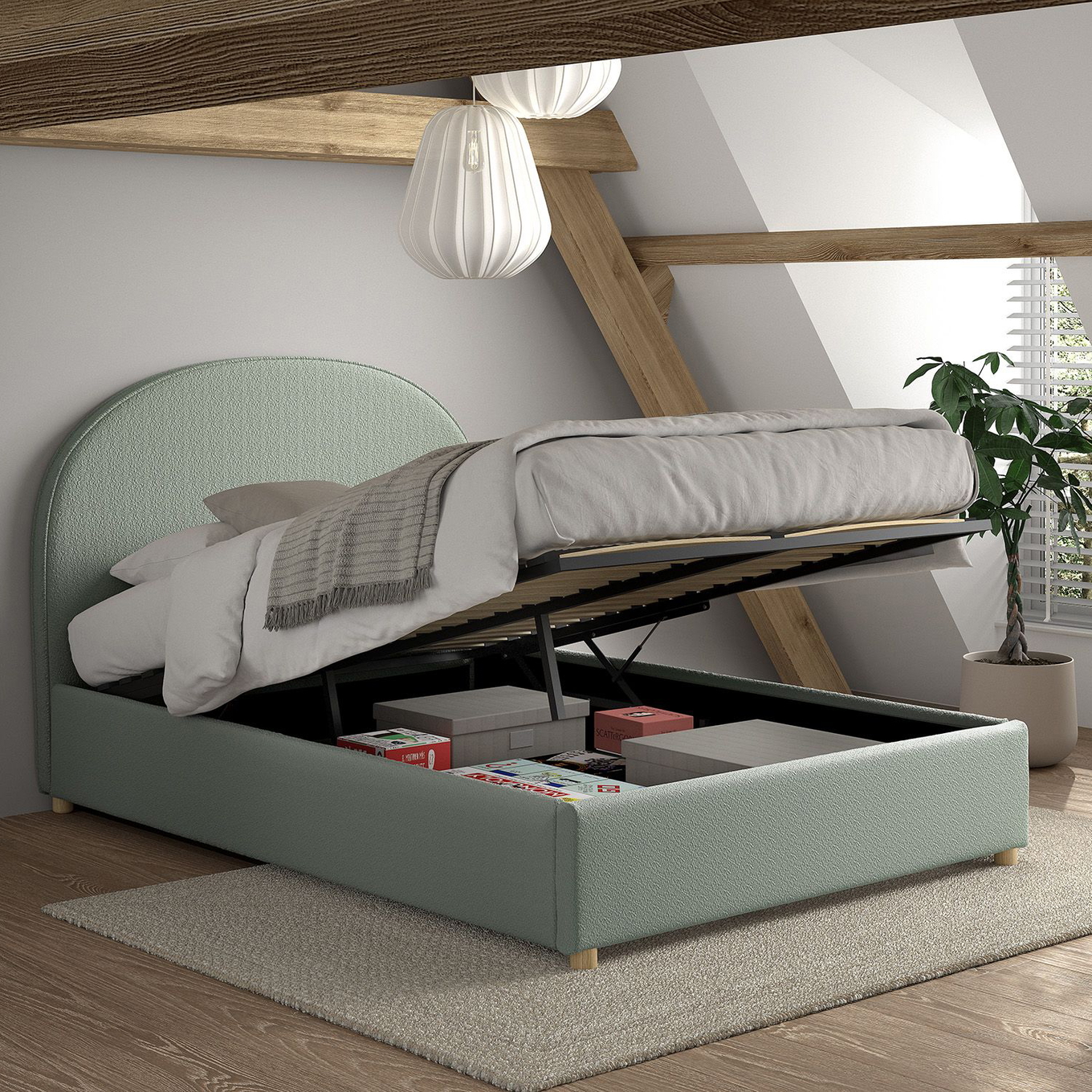 Bett Moon mit Stauraum Mint, 140 x 200 cm #2