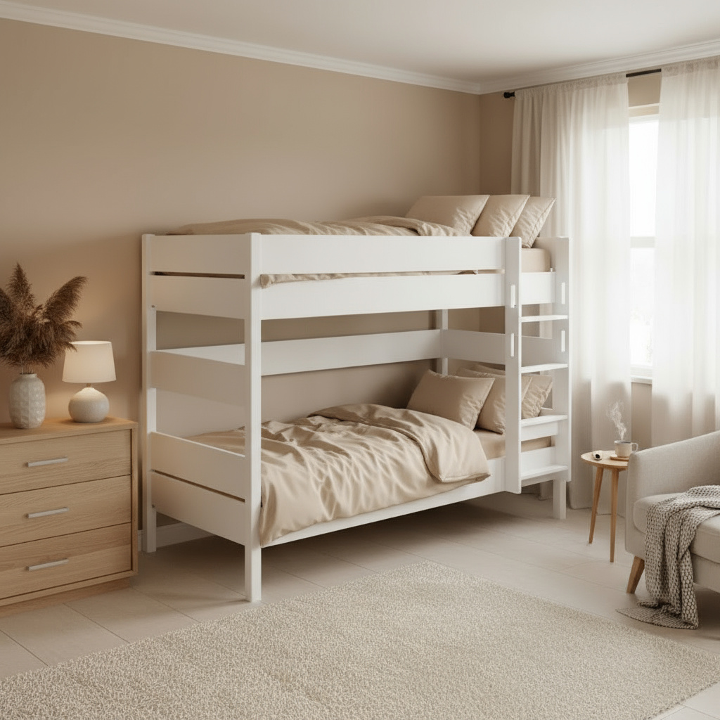 Etagenbett Tiago Weiss, mit gerader Leiter, 120 x 200 cm #2