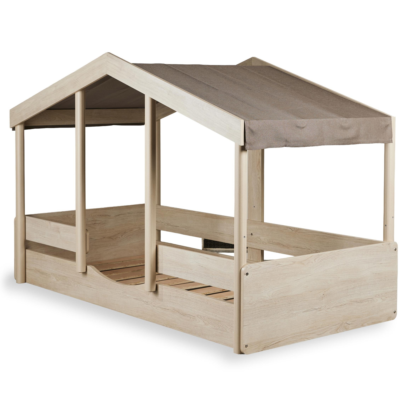 Hausbett Montessori mit Stoffdach Chocolate