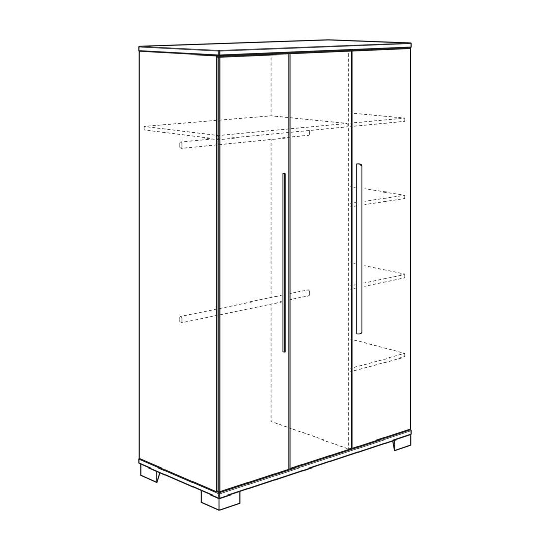 Kleiderschrank Carlo 3-türig 3