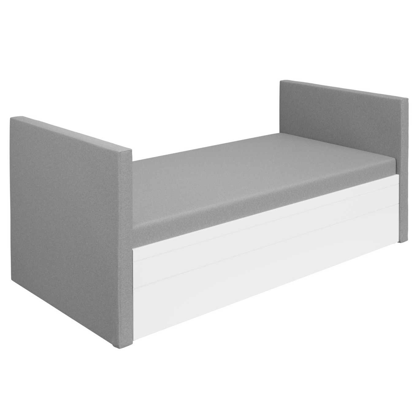 Bett Flynn mit 2 gepolsterten Betthäuptern Weiss, Steingrau