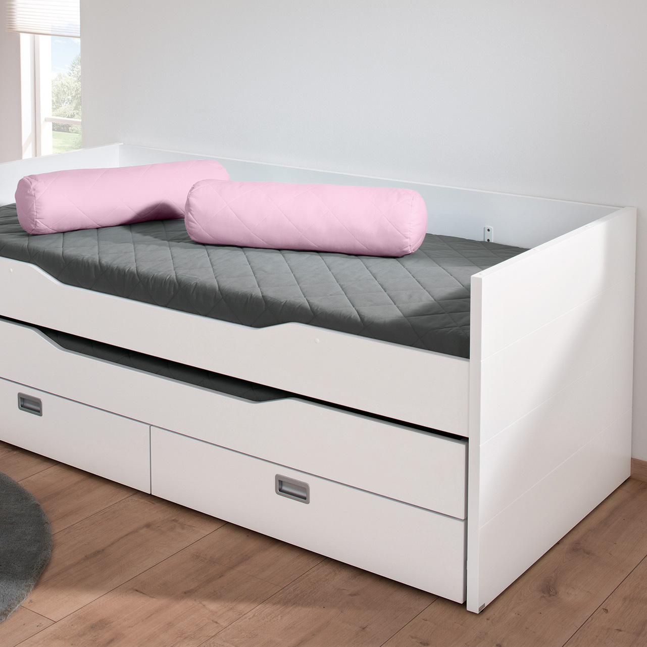 Kissenrolle aus Baumwolle Rose