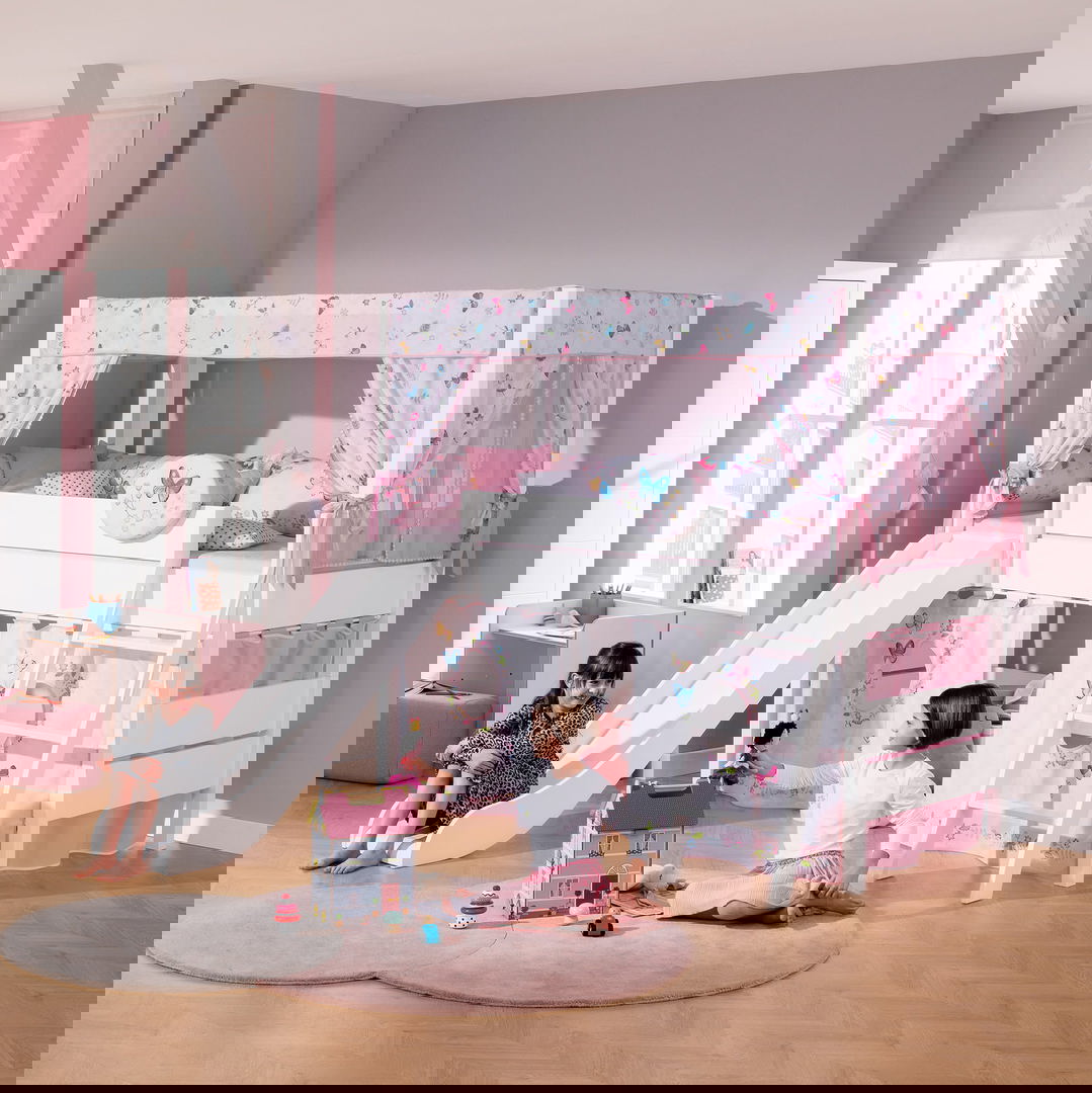 Halbhohes Bett Tiago mit Rutsche Weiss, mit Schrägleiter, 120 x 200 cm #2