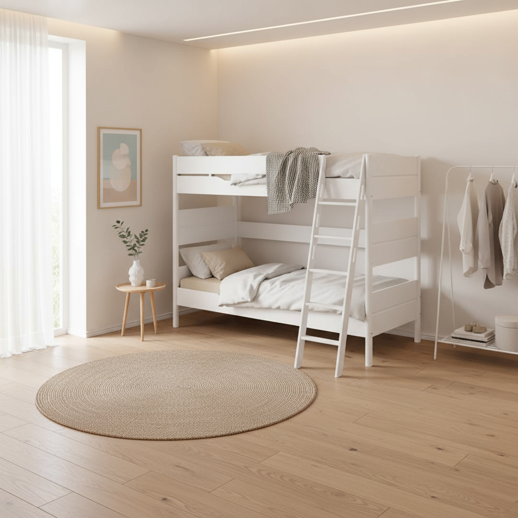 Hohes Etagenbett Ylvie mit Schrägleiter, Weiss, 90 x 200 cm 7