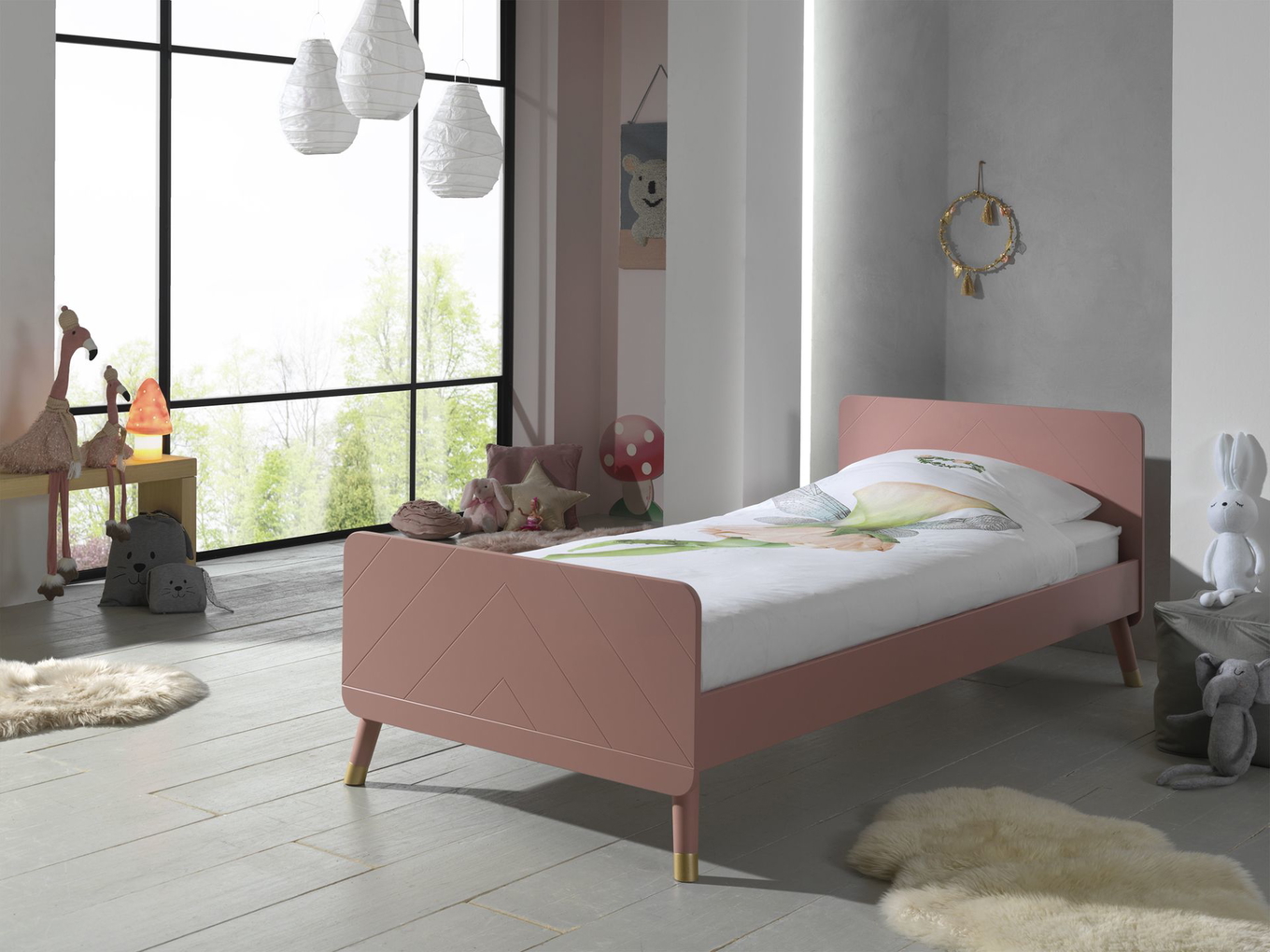 Bett und Nachttisch Billy Set Pink 4