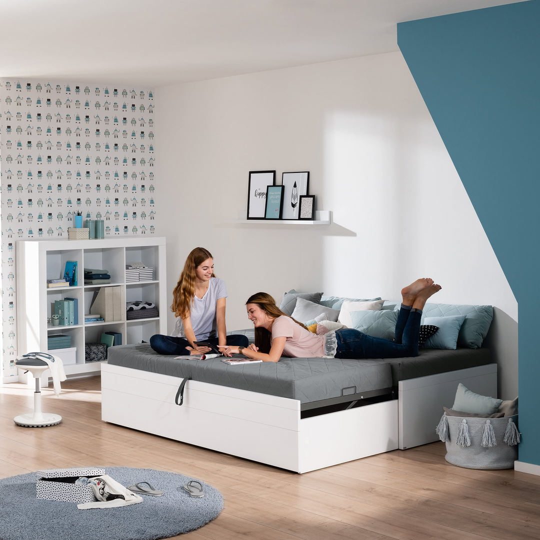 Bett Flynn mit Ausziehfunktion Weiss 5