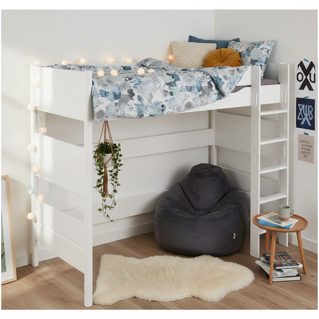 Hochbett Ylvie  mit gerader Leiter, 90 x 200 cm 4