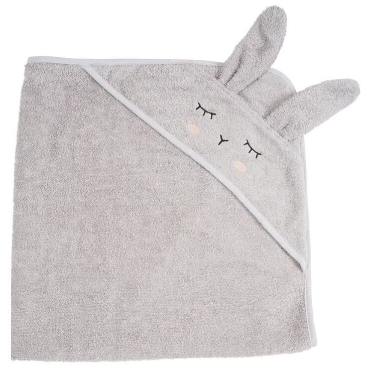 Badetuch mit Kapuze Hase Silbergrau