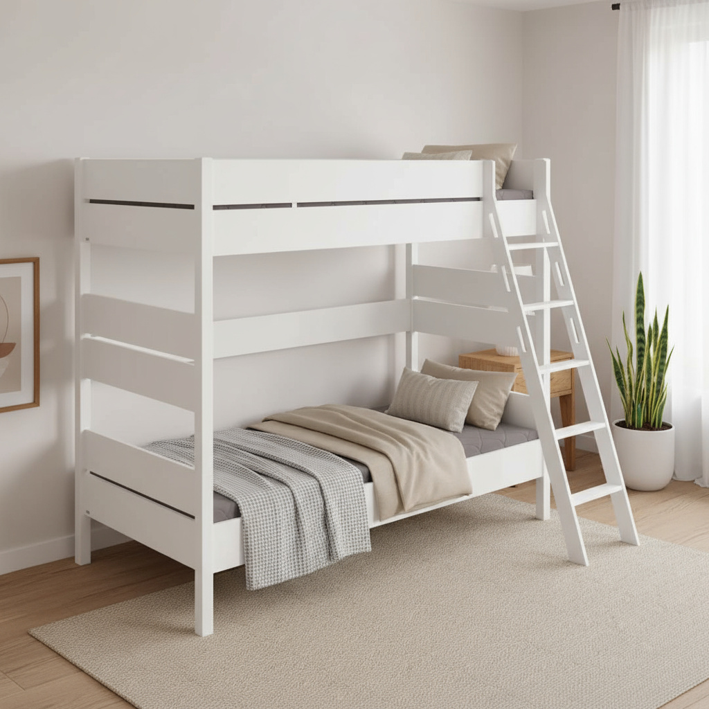 Hohes Etagenbett Tiago Weiss, mit Schrägleiter, 120 x 200 cm 2