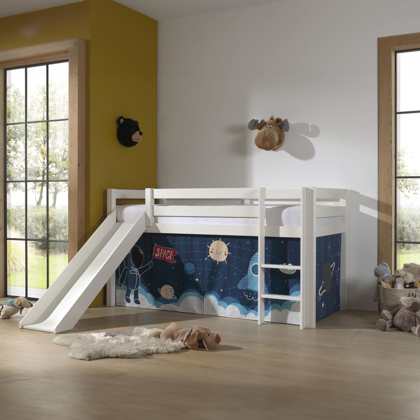 Halbhohes Bett Space Shuttle mit Rutsche Weiss #2