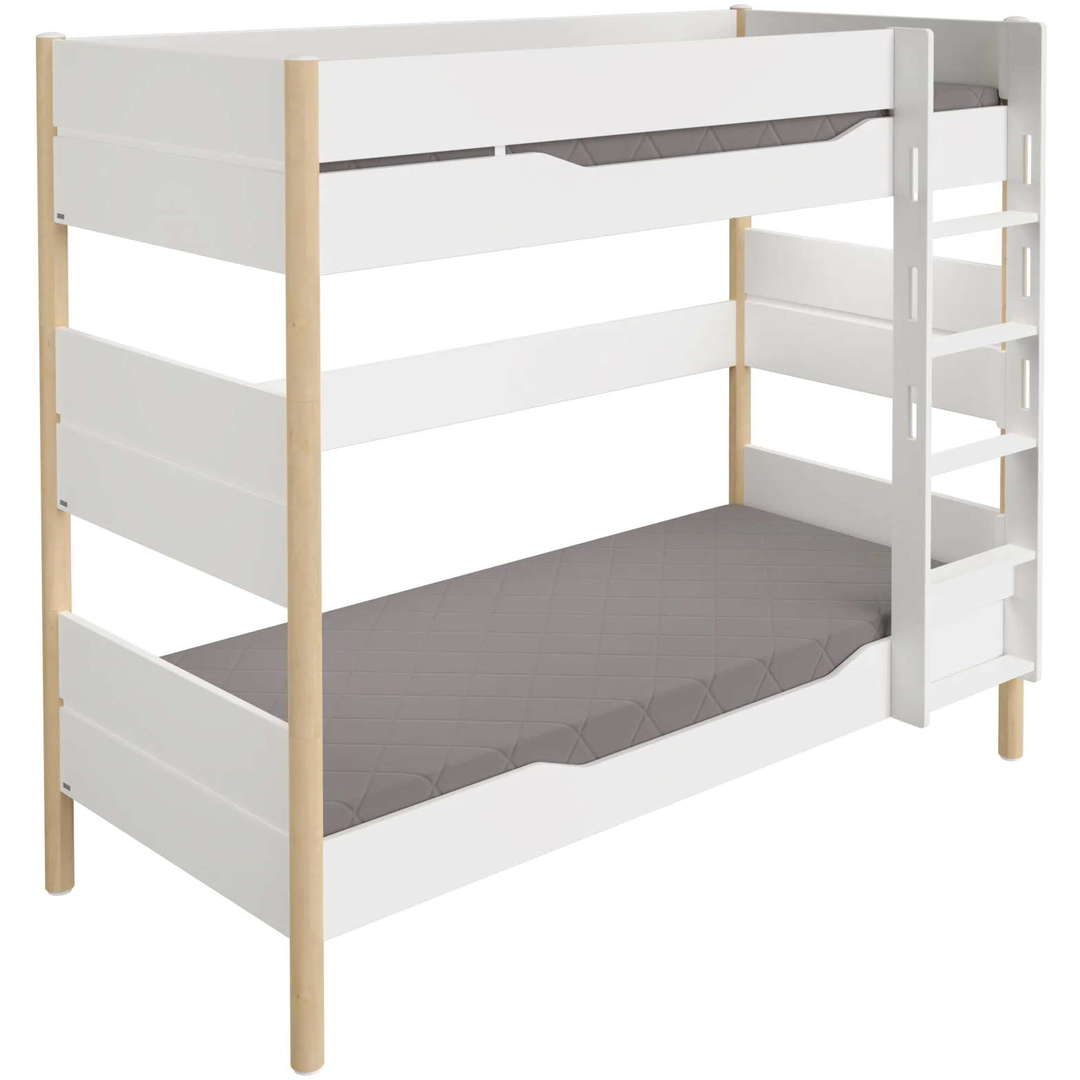 Hohes Etagenbett Ylvie mit gerader Leiter, Birke, 90 x 200 cm